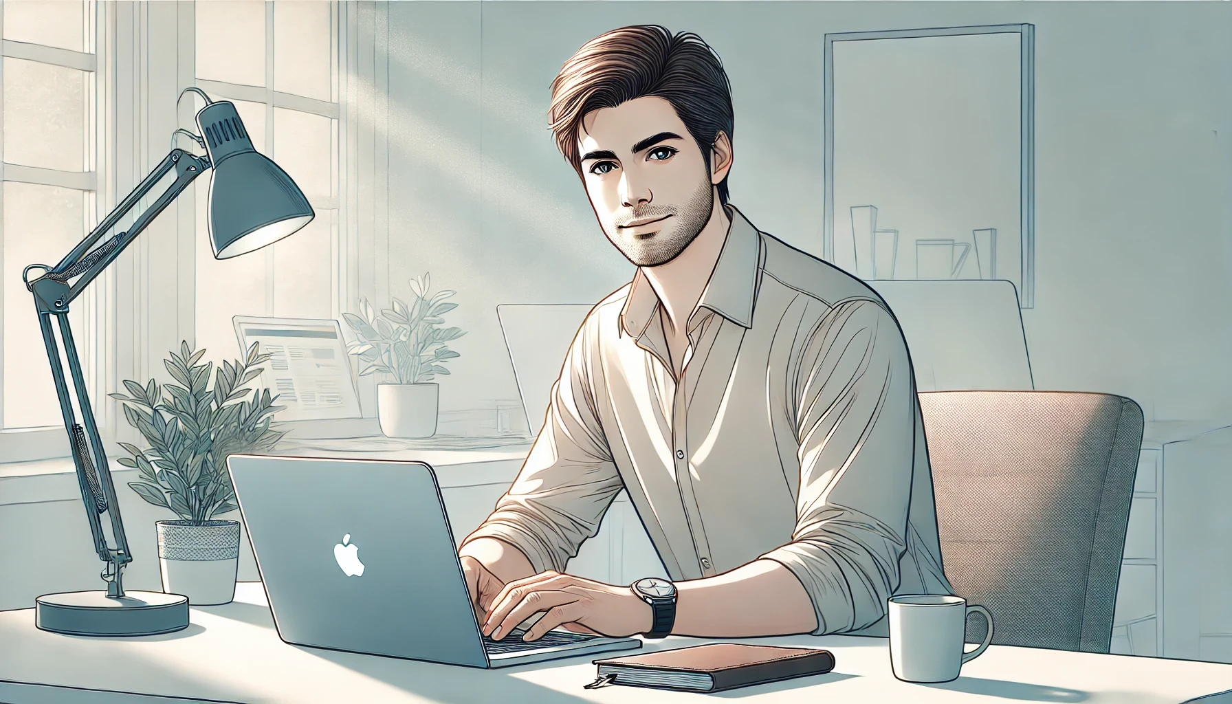 man on his desk